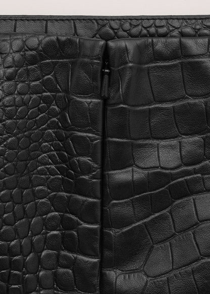 Leather miniskirt with crocodile effect