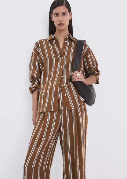 Pleated striped trousers