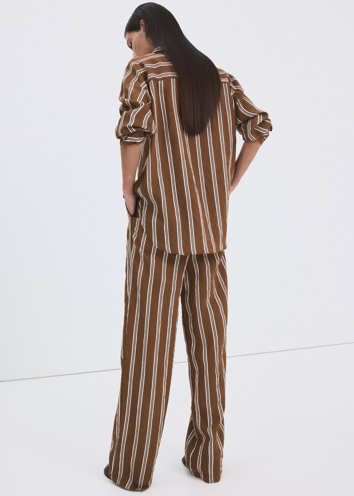 Pleated striped trousers