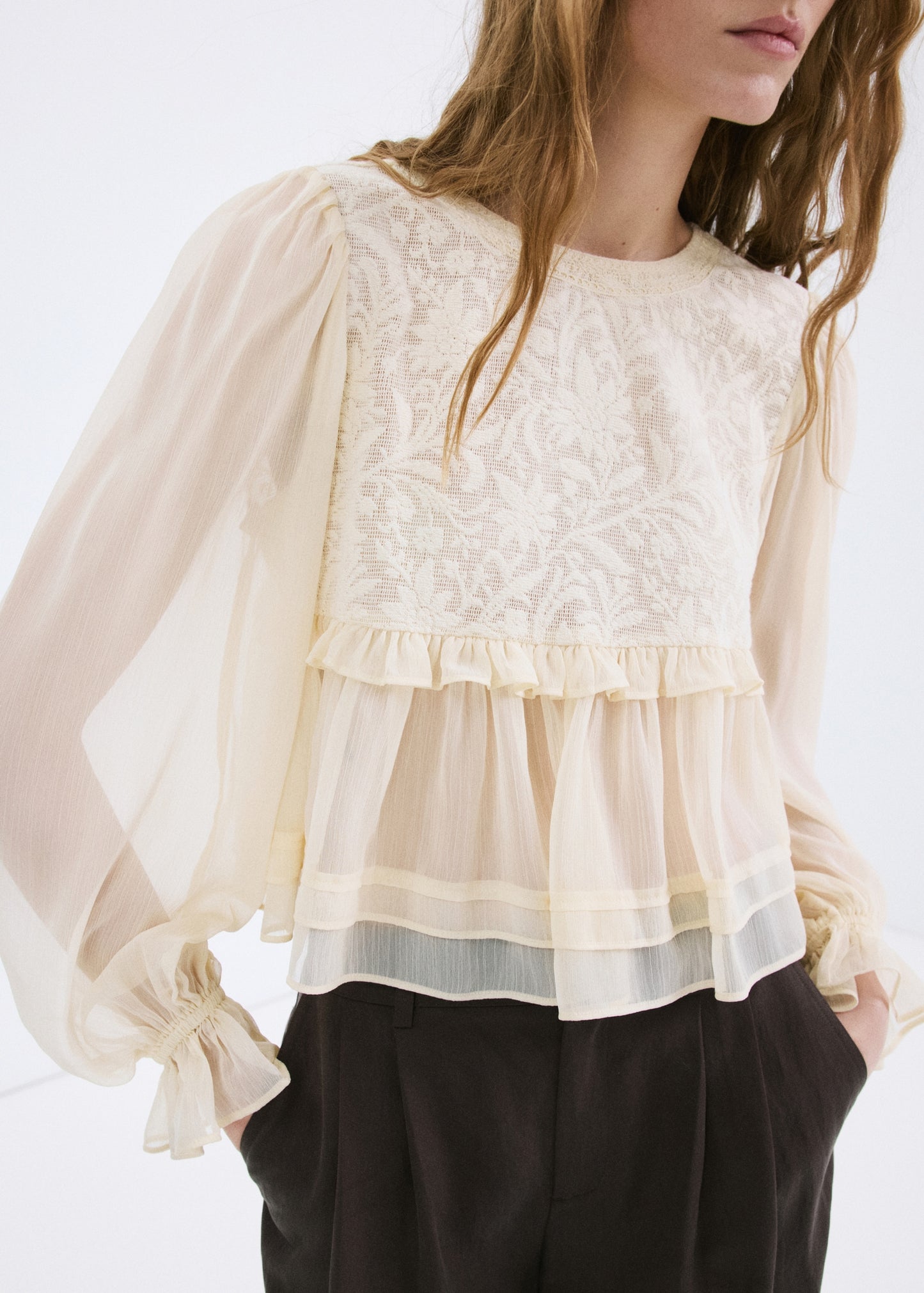 Lace contrast shirt
