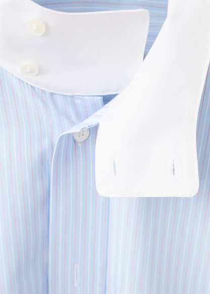 High-neck poplin shirt with buttons