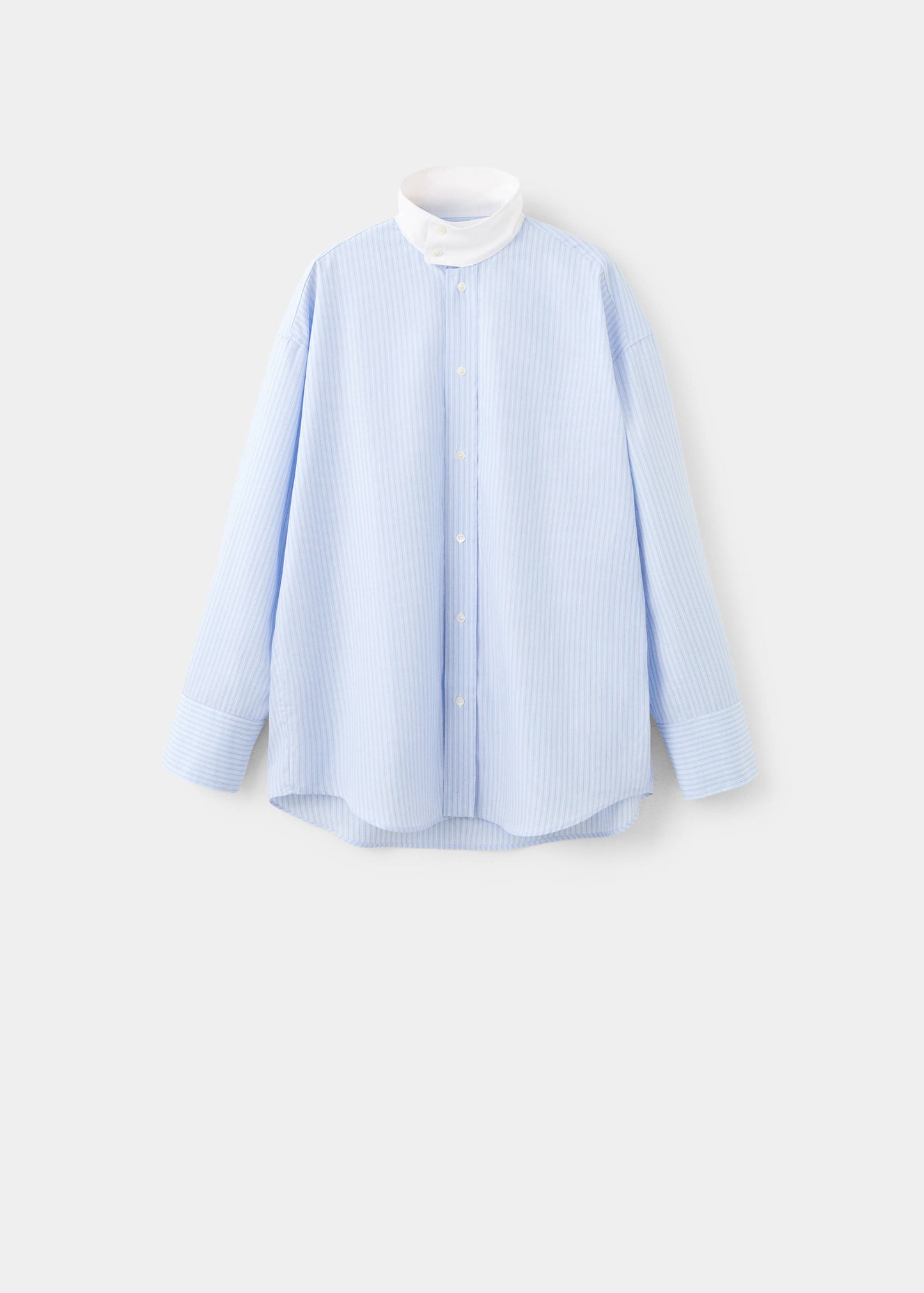High-neck poplin shirt with buttons