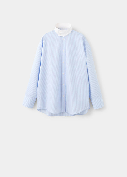 High-neck poplin shirt with buttons