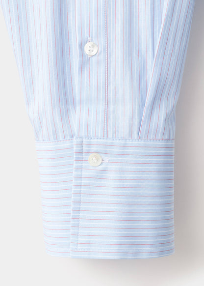 High-neck poplin shirt with buttons