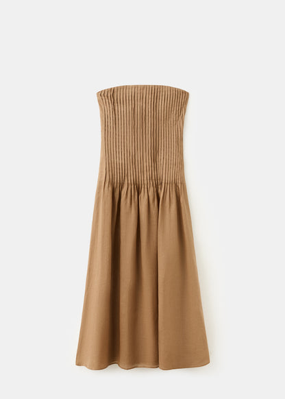100% ramie dress with pleated body