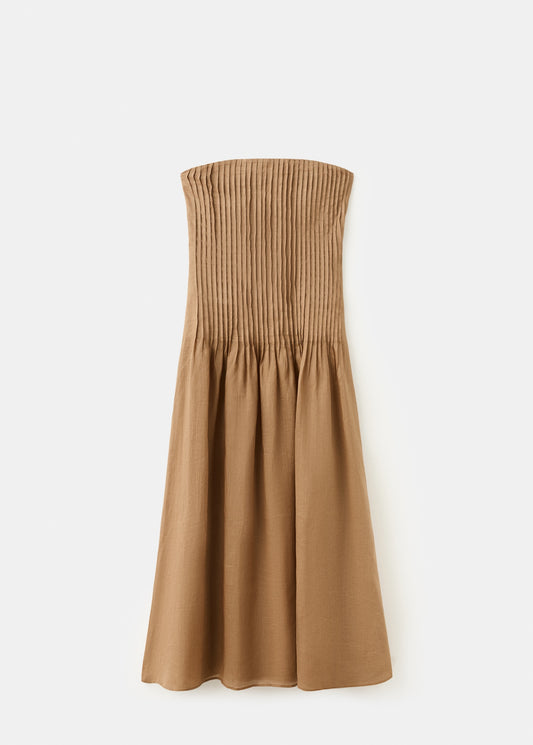 100% ramie dress with pleated body