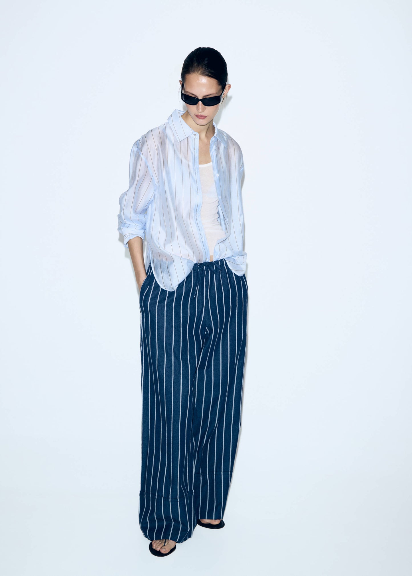 Striped lyocell shirt