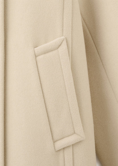 Wool-blend funnel-neck coat