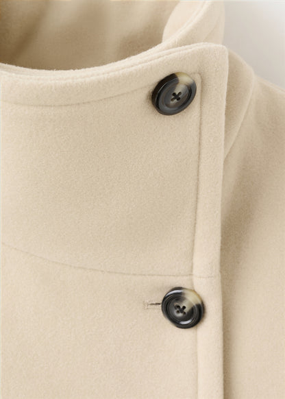 Wool-blend funnel-neck coat