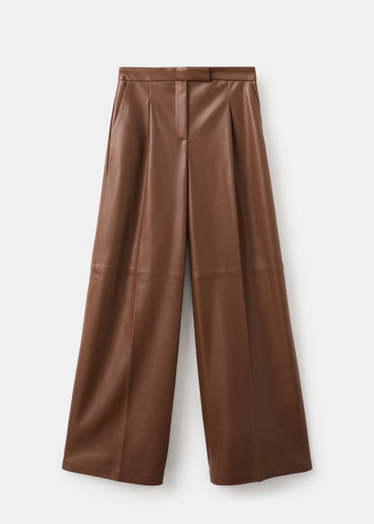 Wide-leg faux-leather trousers