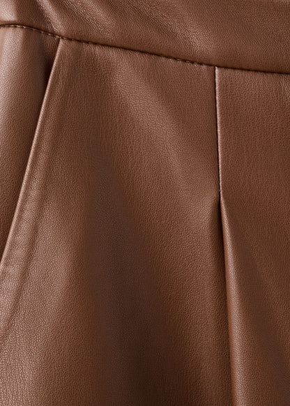 Wide-leg faux-leather trousers