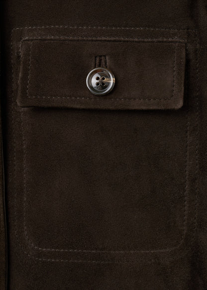 Suede jacket with strap collar