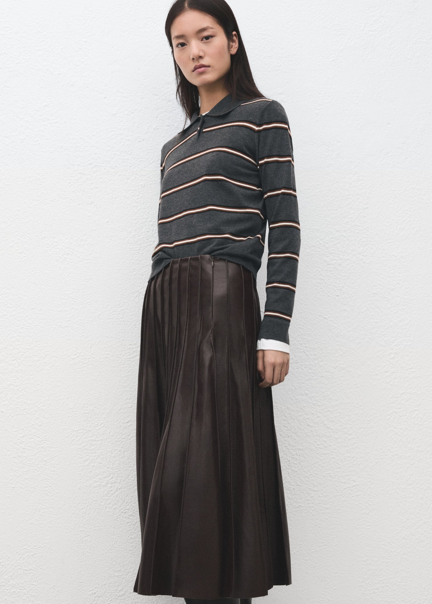 Striped polo-neck sweater