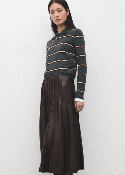 Striped polo-neck sweater