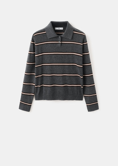 Striped polo-neck sweater