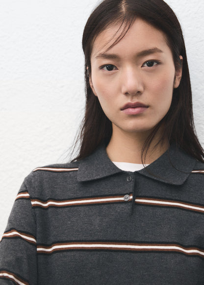 Striped polo-neck sweater