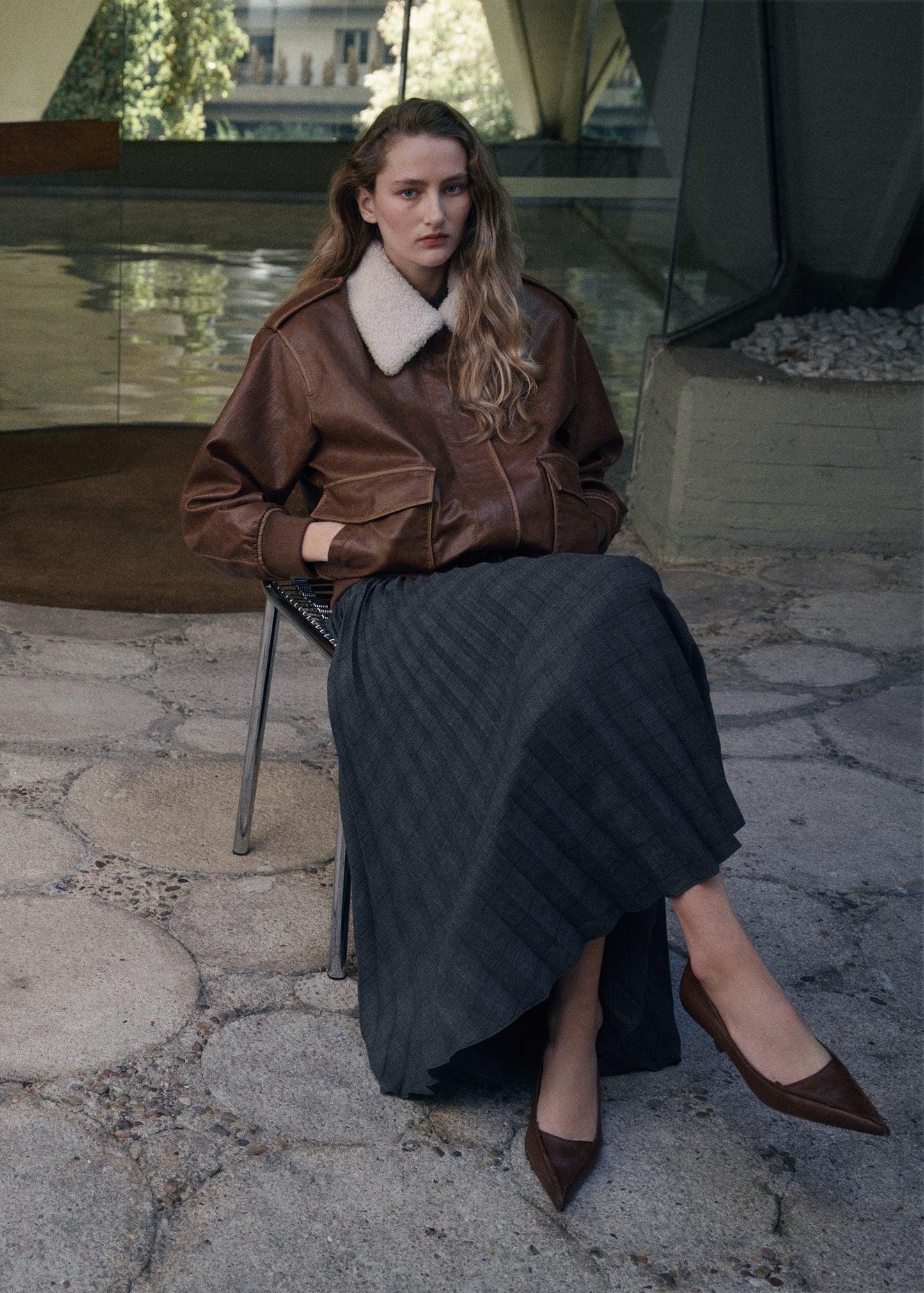 Checked pleated skirt