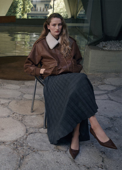 Checked pleated skirt