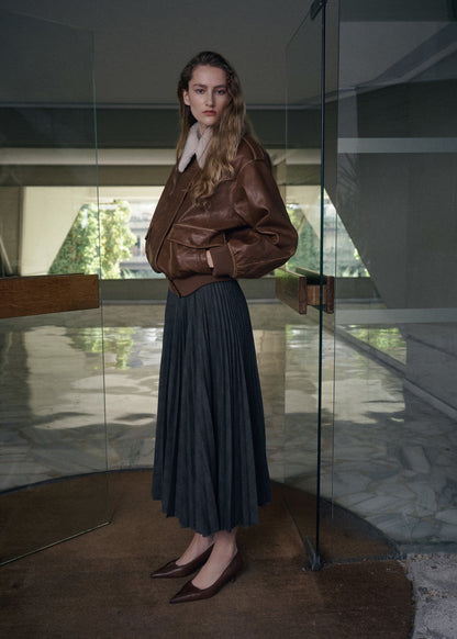 Checked pleated skirt