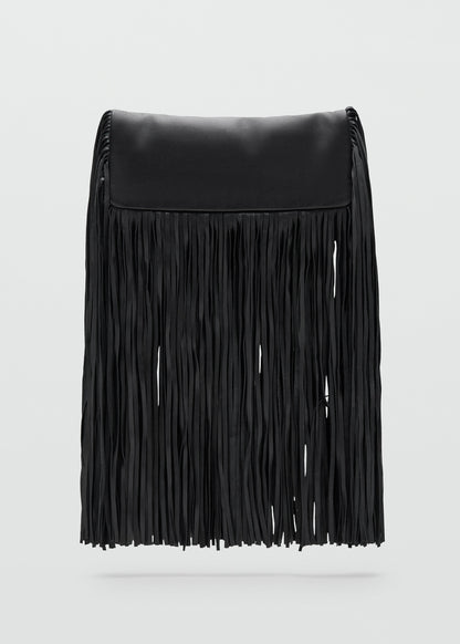 Leather handbag with fringes