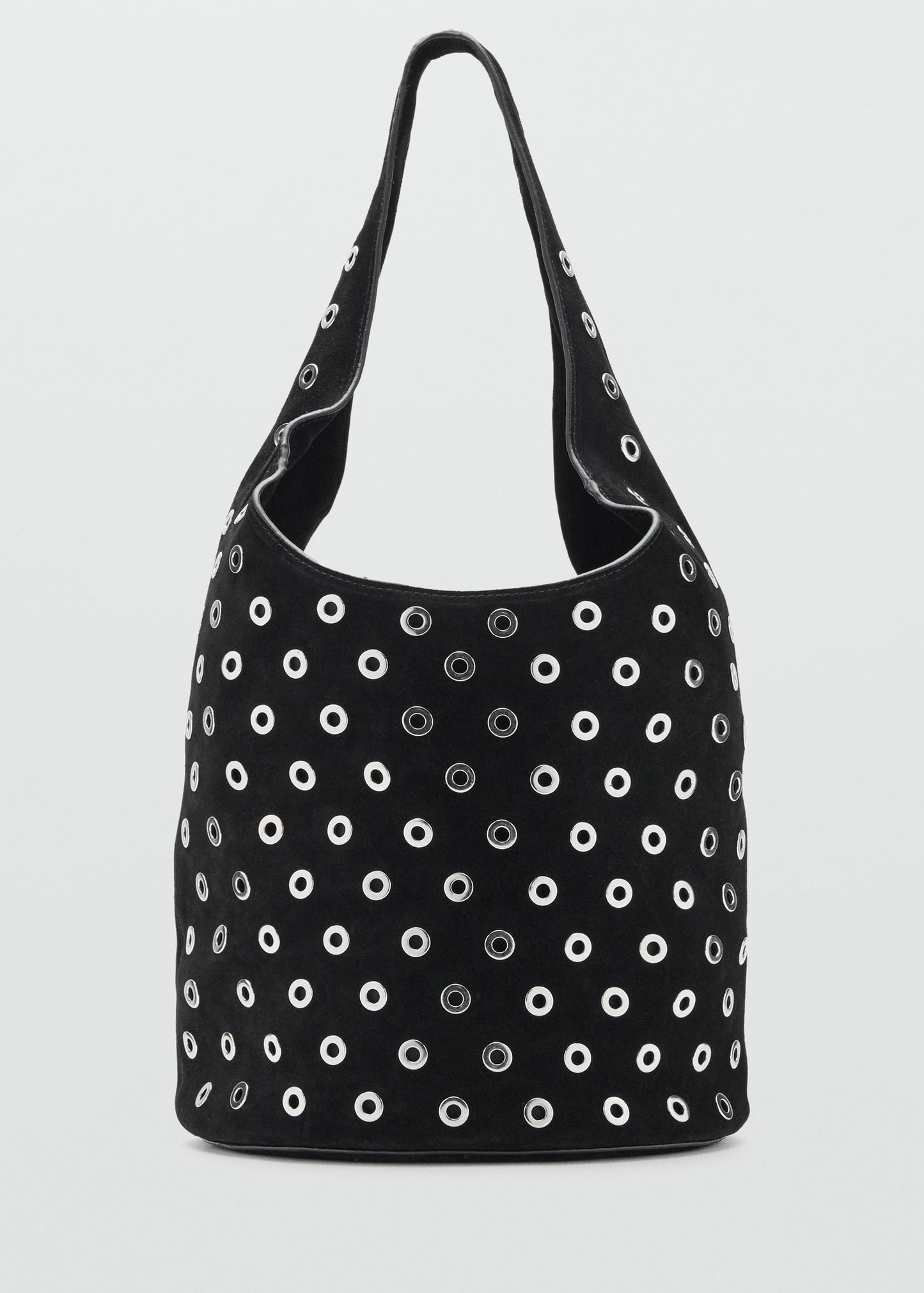Leather drawstring bag with eyelets
