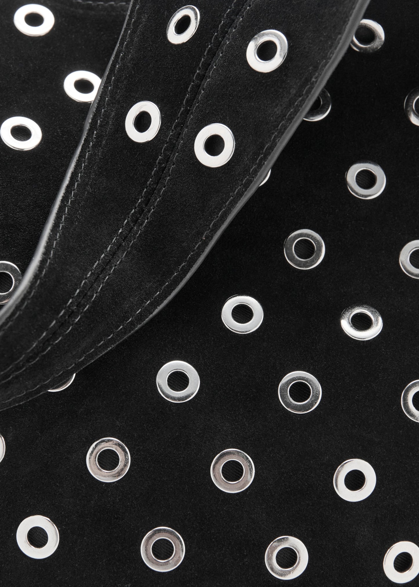 Leather drawstring bag with eyelets