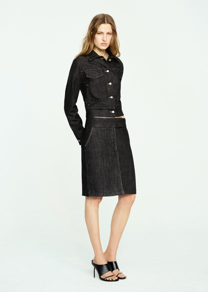 Denim midi-skirt