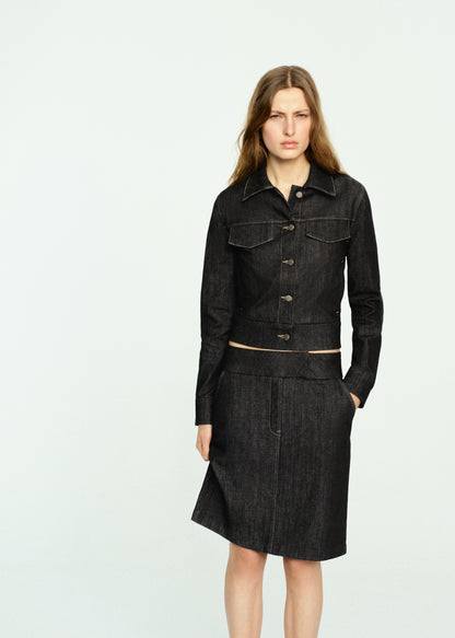 Denim midi-skirt