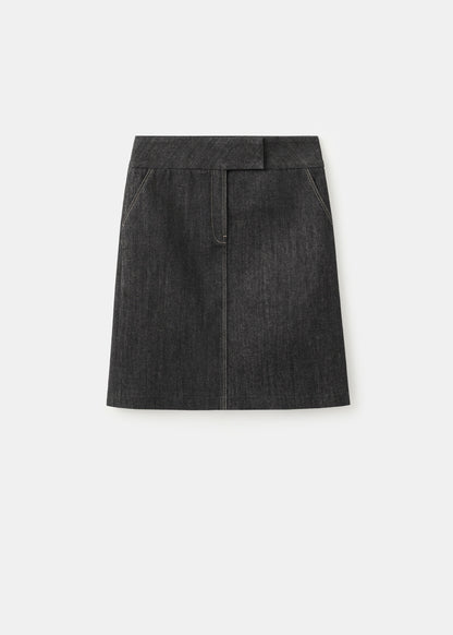 Denim midi-skirt