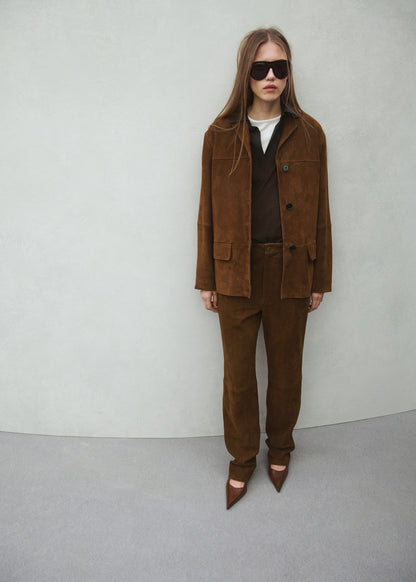 Straight-fit leather trousers