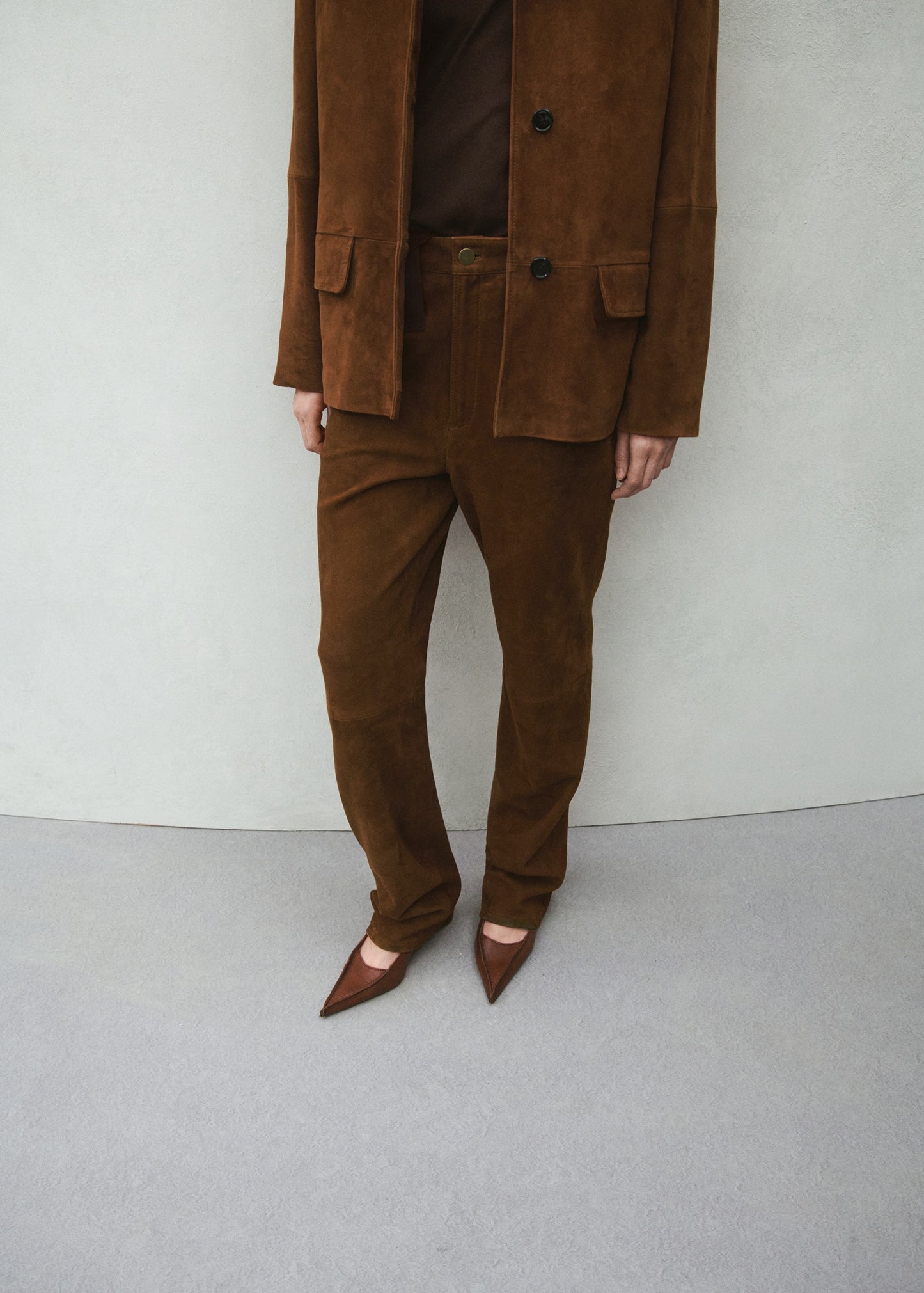 Straight-fit leather trousers