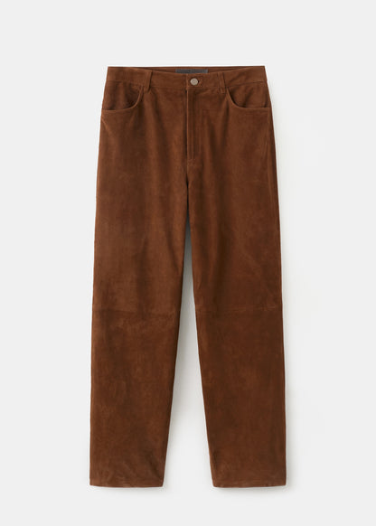 Straight-fit leather trousers