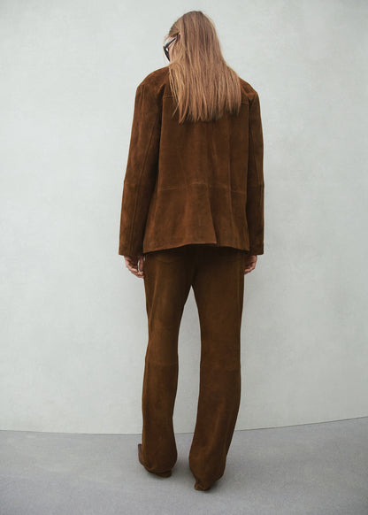 Straight-fit leather trousers