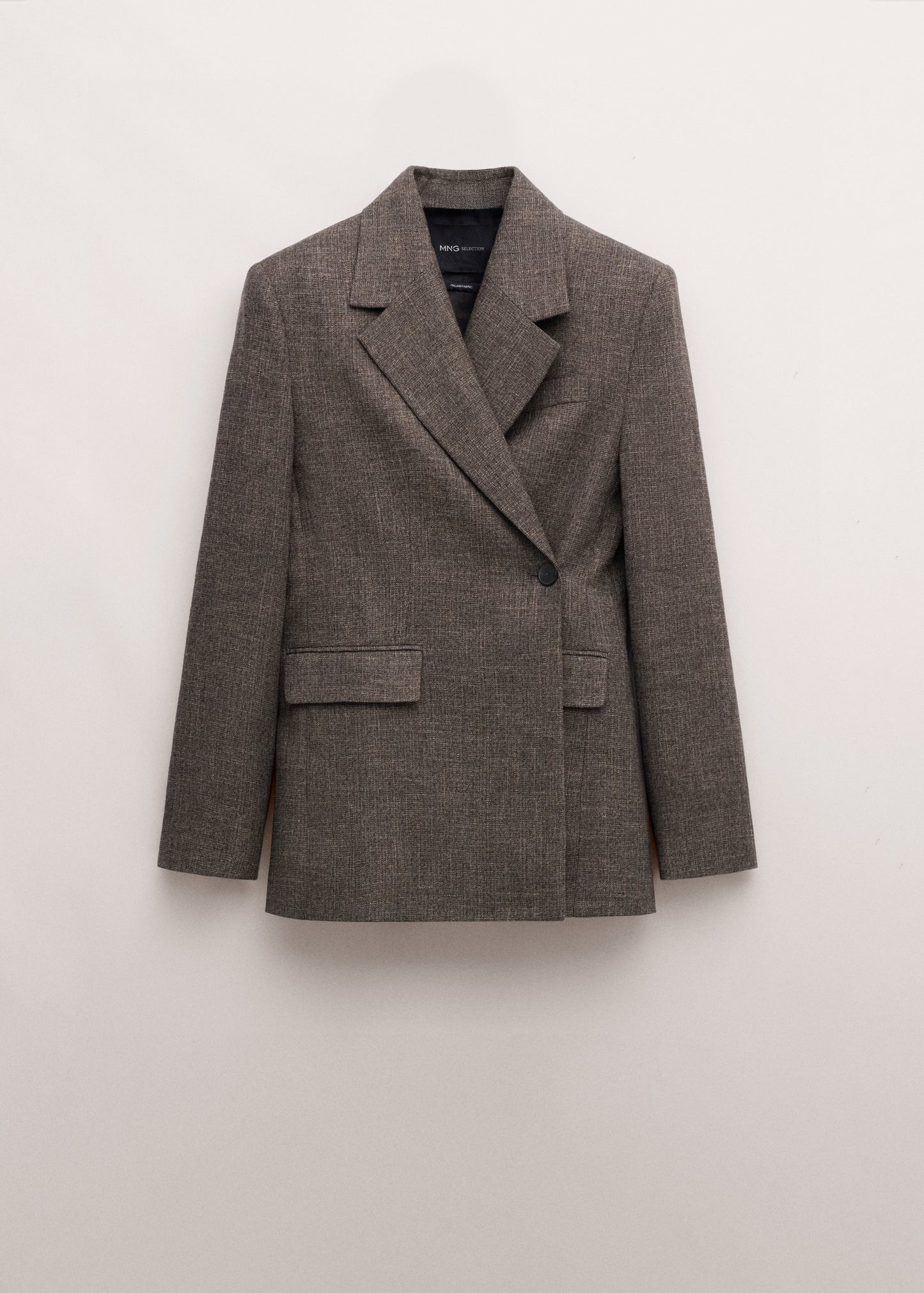 Herringbone double-breasted suit blazer