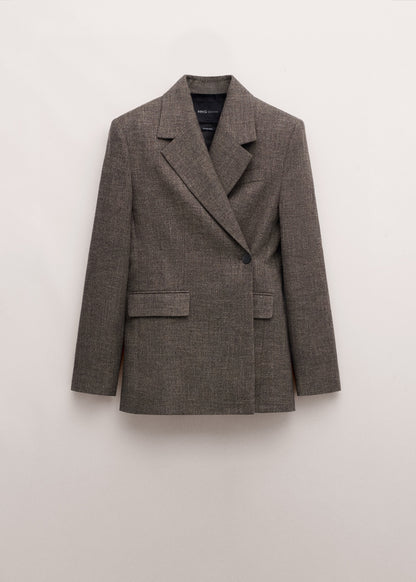 Herringbone double-breasted suit blazer