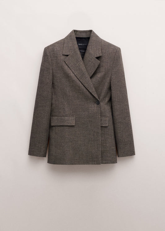 Herringbone double-breasted suit blazer