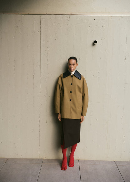 Faux leather effect trench coat
