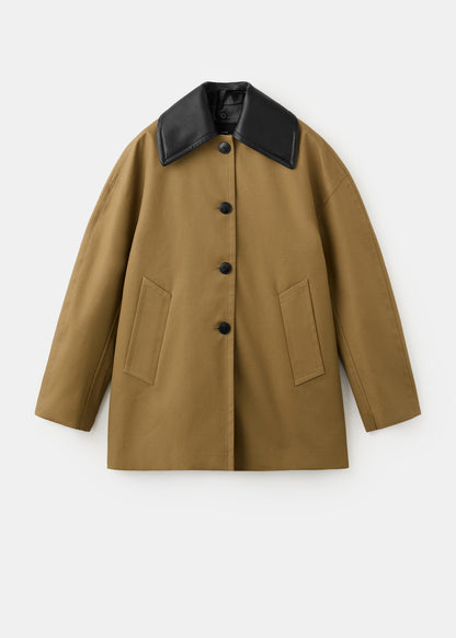 Faux leather effect trench coat