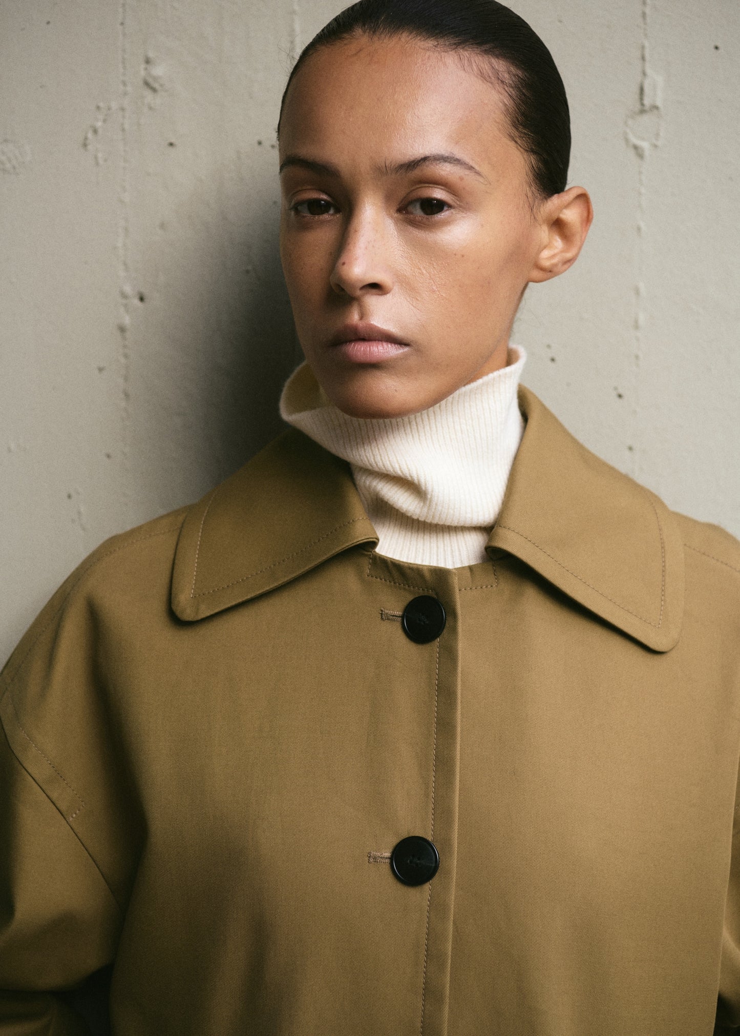 Faux leather effect trench coat