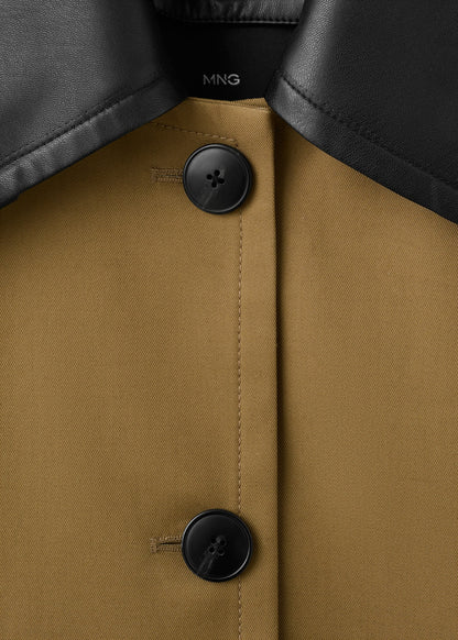 Faux leather effect trench coat