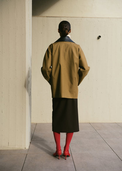 Faux leather effect trench coat