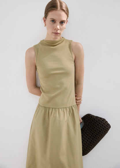 Contrast-bodice dress