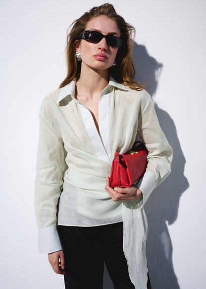 Leather shoulder bag with metal detail
