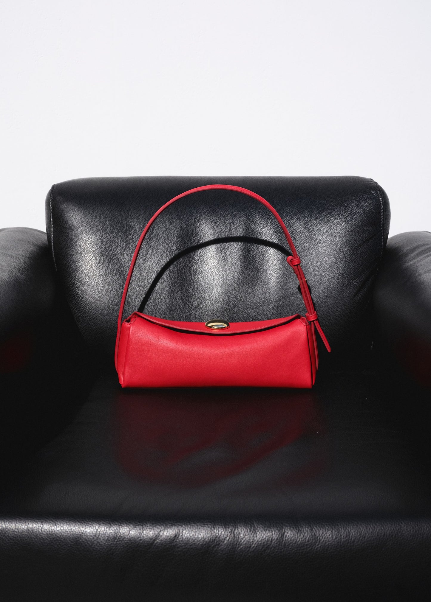 Leather shoulder bag with metal detail