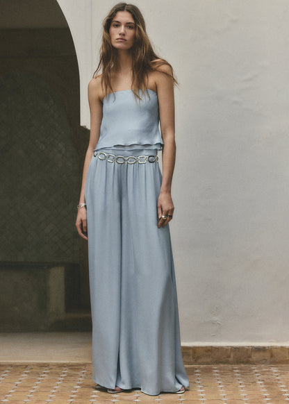 Strapless top with ruffles
