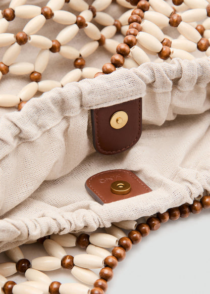 Wooden beaded shoulder bag