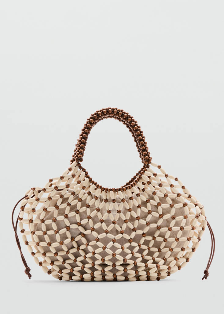 Wooden beaded shoulder bag