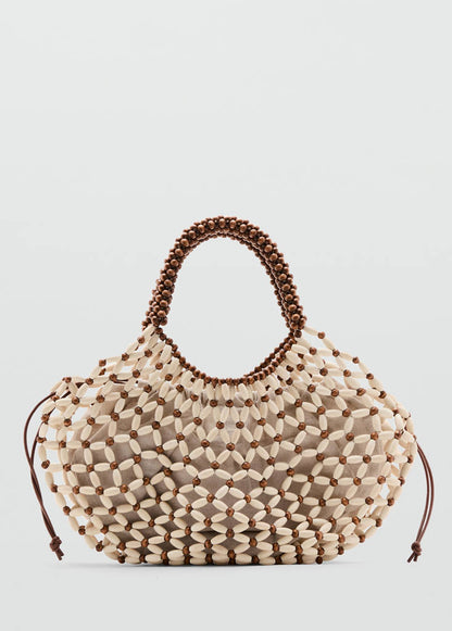 Wooden beaded shoulder bag
