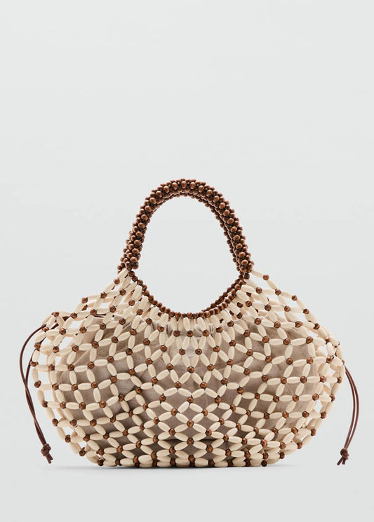 Wooden beaded shoulder bag