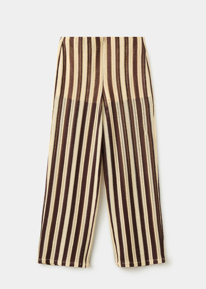 Striped openwork knit pants